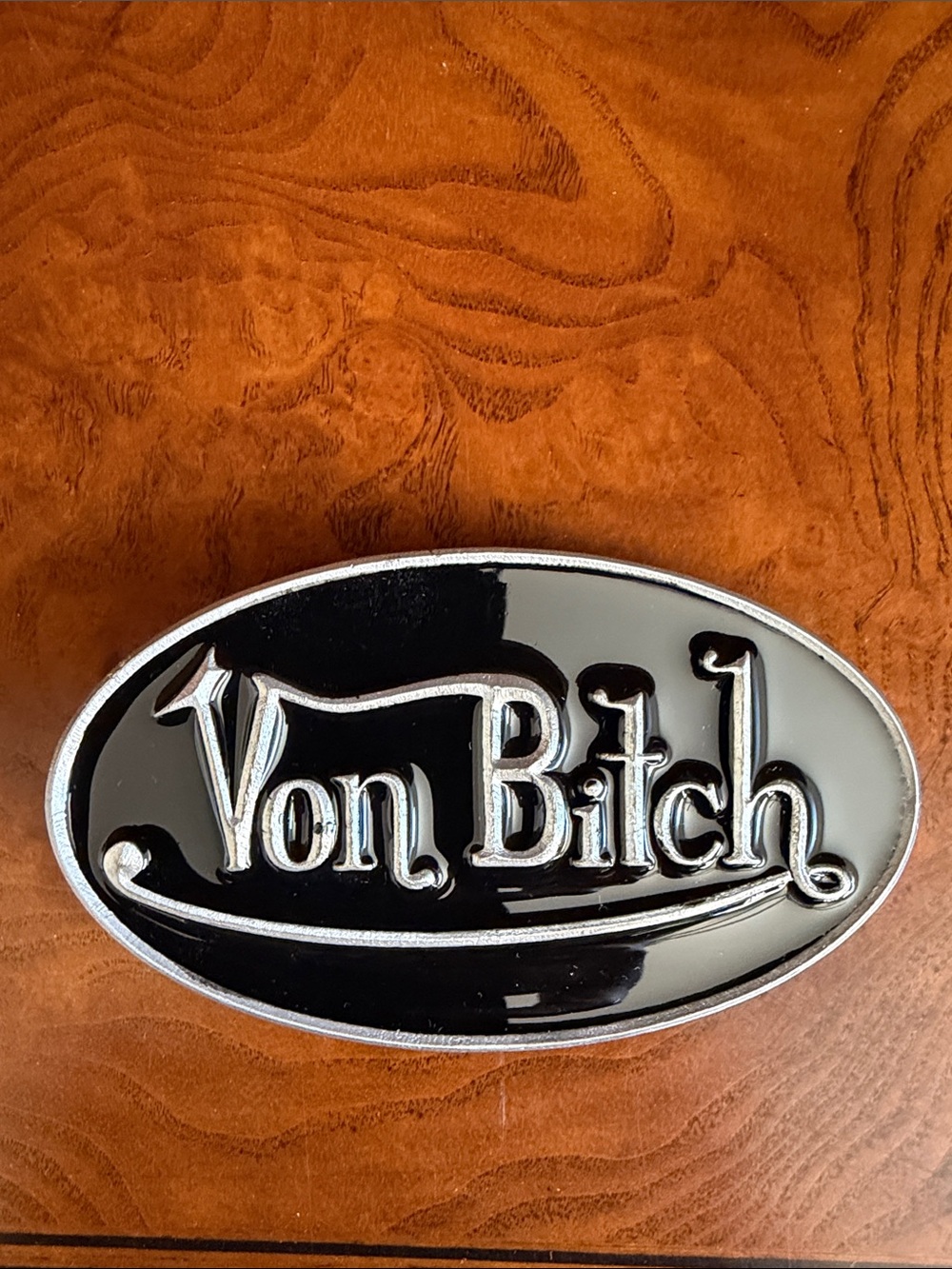 Black & Silver Oval Belt Buckle